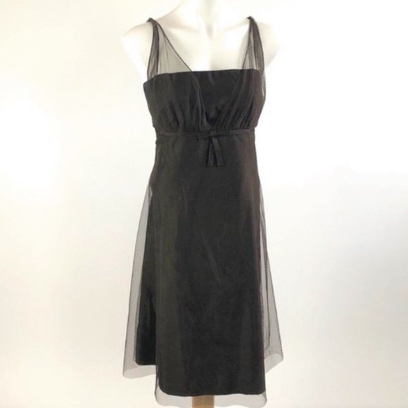 David's Bridal Black Tulle Midi Dress Empire Waist Whimsigoth Dark Fairy Size 10 - Picture 11 of 11